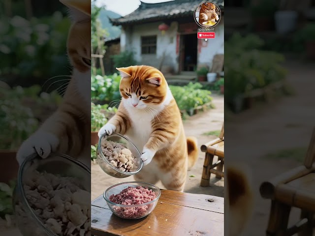 The Master Chef Cat Preparing Delicious Meatball Soup