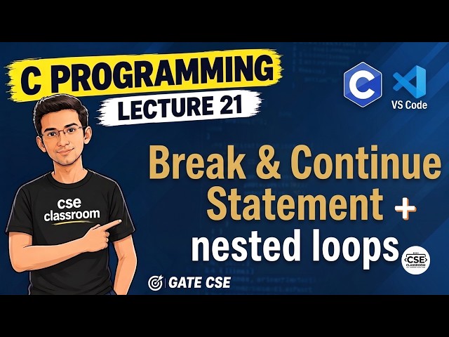 Lecture #21 | break, continue & Nested Loops in C | Control Statements | Practical Examples