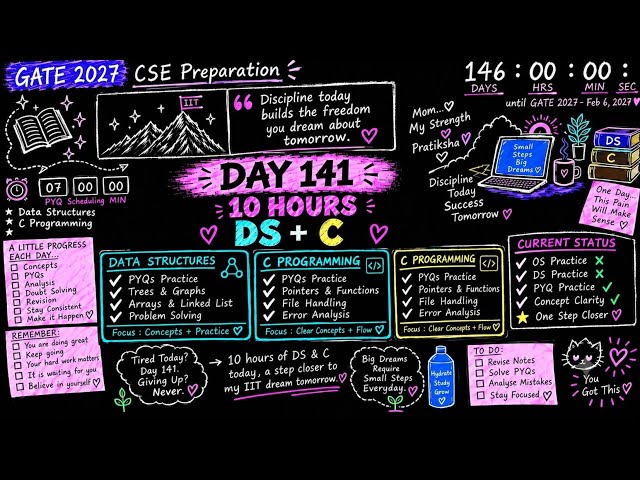 GATE 2027 CSE Preparation | Day 191 | 10 Hours of DS + C | Staying Consistent 💪📚📚📖📚