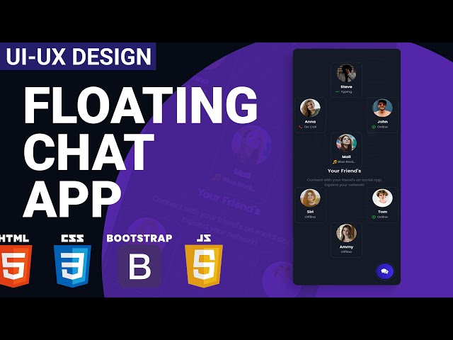 UI UX Design - Floating Chat App | HTML, CSS , Bootstrap , JS Speed Coding Tutorial with Source Code