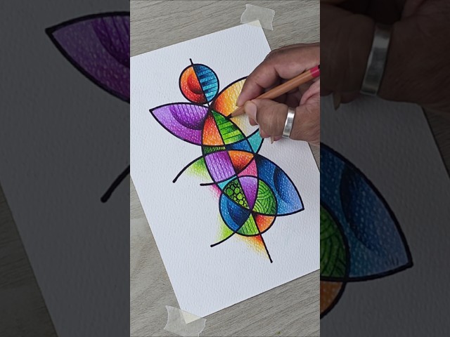 Colorful Abstract Art Drawing with SIMPLE shapes✍️ #doodle #easyart #art #shorts #drawing