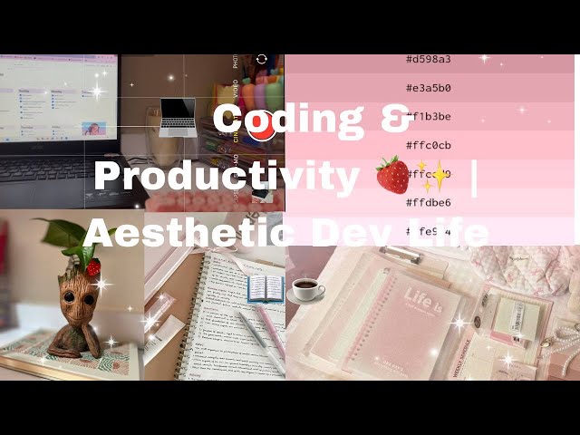 💻 Aesthetic Coding Vlog 🍓✨ | Deep Focus & Productivity 📖☕