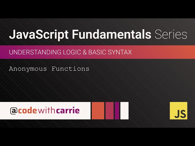 Anonymous Functions | JavaScript Fundamentals Series