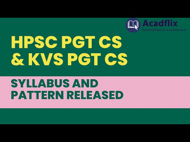 HPSC PGT CS and KVS PGT CS Course || Syllabus Released || Enrol today