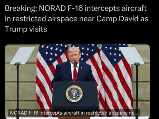 ALERT! PLANE INTERCEPTED OVER CAMP DAVID AIRSPACE PRESIDENT RUSHED TO WHITEHOUSE-WARNING ISSUED!