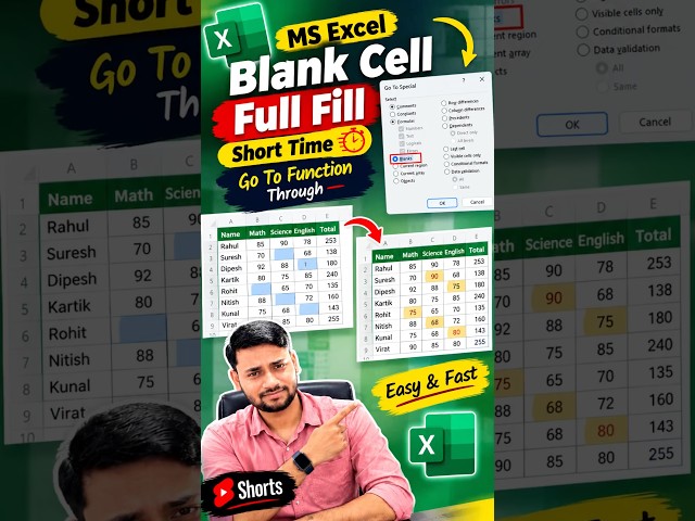 Fill Blank Cells in Excel Instantly! 🔥 Go To Special Trick | MS Excel Tips #excel #shorts #tutorial