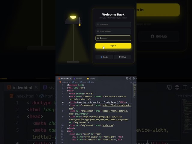 Animated Login Form UI using HTML & CSS | Modern Login Design l #shorts #html #css #webdevelopment