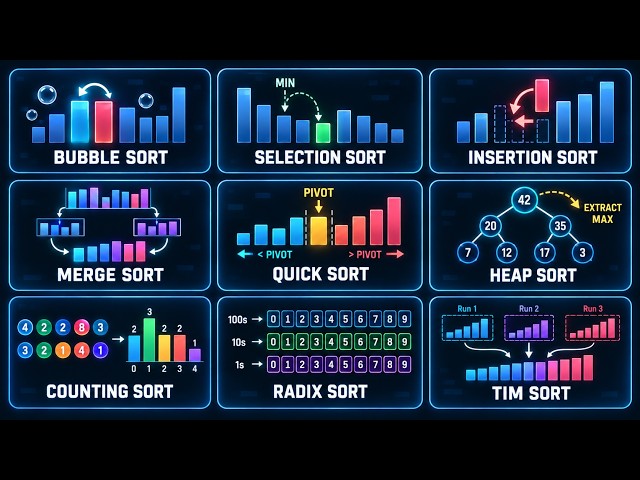 Every Sorting Algorithm Explained in 9 Minutes