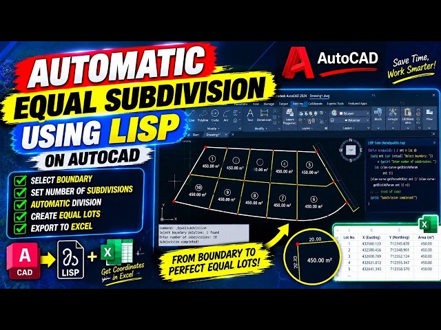 Automatic Equal Subdivision Using LISP on Autocad Create Equal Plot and Area