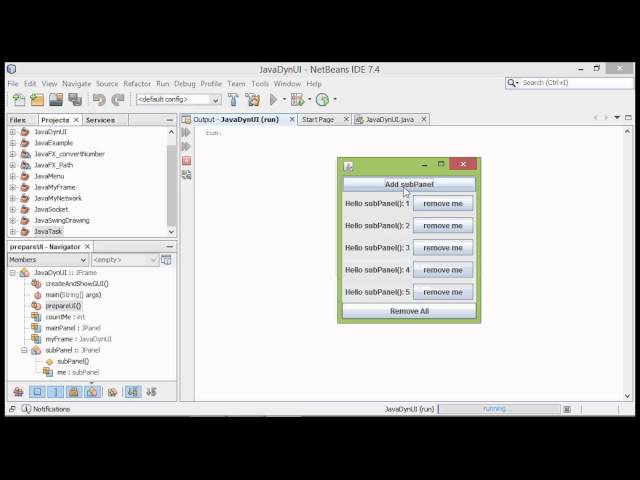 Java Swing example: Add and Remove UI components dynamically