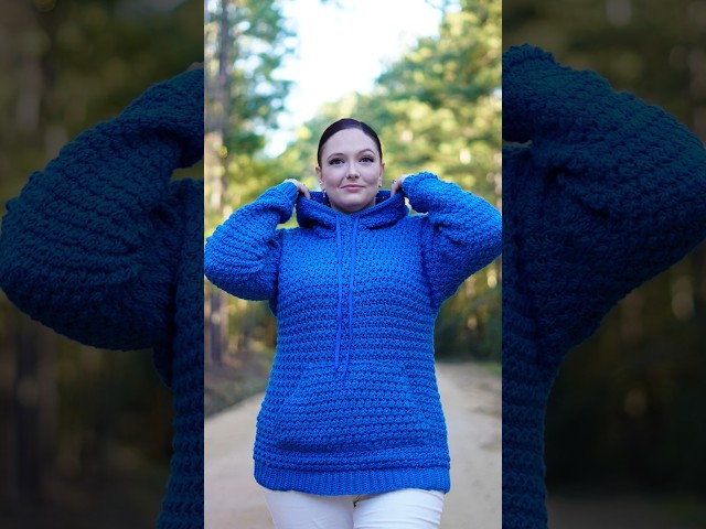 Cozy Hoodie for Winter #crochet #diy #design #pattern #winter #crochetdesigns #hoodie #blue #viral