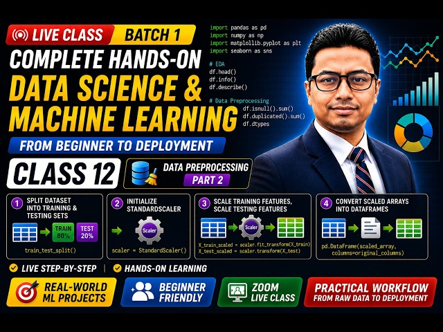 ক্লাস 12 | Data Preprocessing — Part 2 | Data Science & ML Course | Step-by-Step (Bangla)