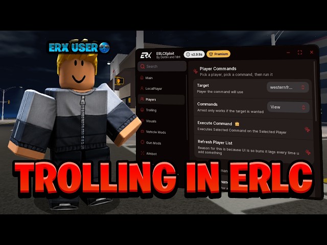 Trolling people in ERLC with the best free script ERX | ROBLOX EXPLOITING | FREE |