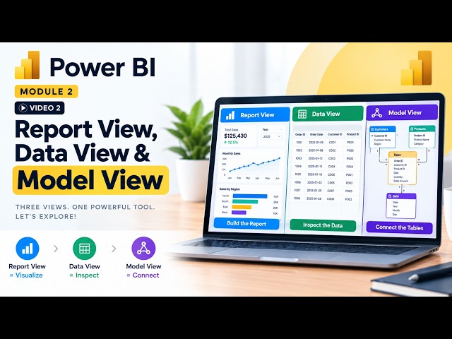 Power BI Report View, Data View & Model View | Beginner Tutorial