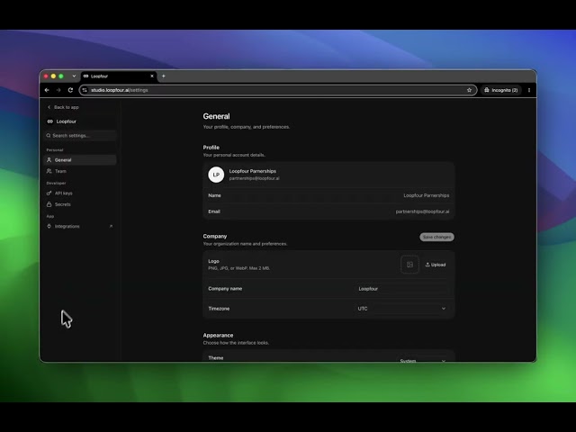 How to access loopfour developer API keys