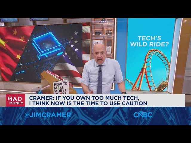 If you own too much tech, now is the time to use caution, says Jim Cramer