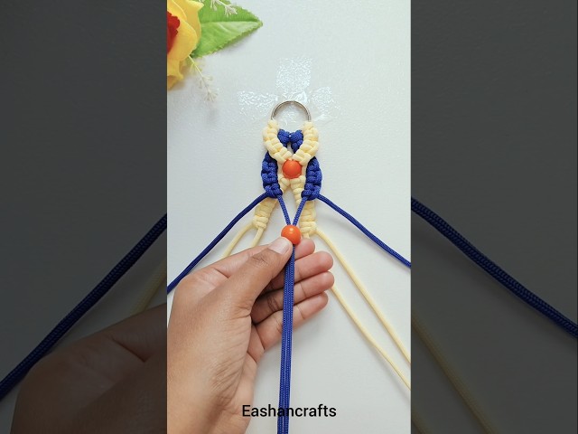 DIY Keychain Idea 💛💙 Handmade Macrame Keychain #diy #keychain #shorts #ytshorts #youtubeshorts