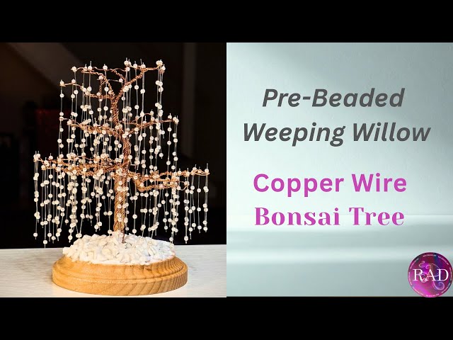 Exquisite Copper wire Bonsai Tree. Pre-Beaded pearl spray. Bonsai for beginners