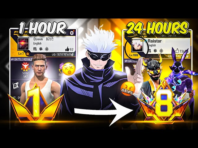 Transforming ₹10 Noob ID Into Level 8 PRIME IDin Just 24 Hour 😱 - Garena Free Fire