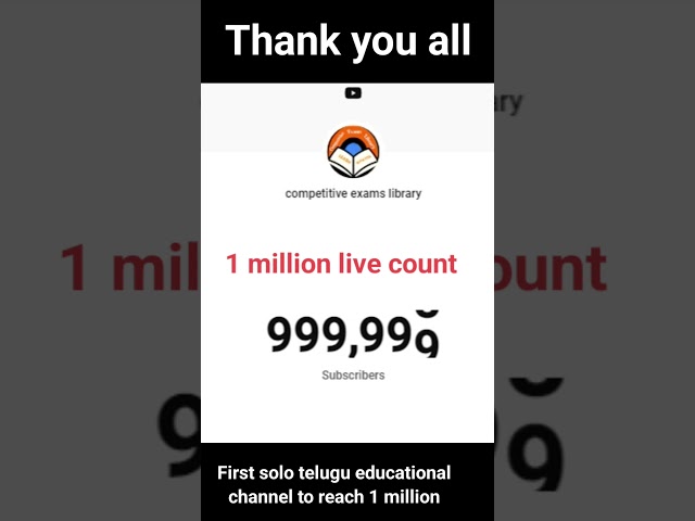 1 million subscribers in telugu educational channel || 1 million subscribers live count |