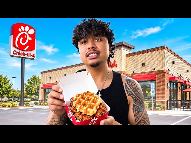 Trying The VIRAL Chick-Fil-A Chicken & Waffles Sandwich!