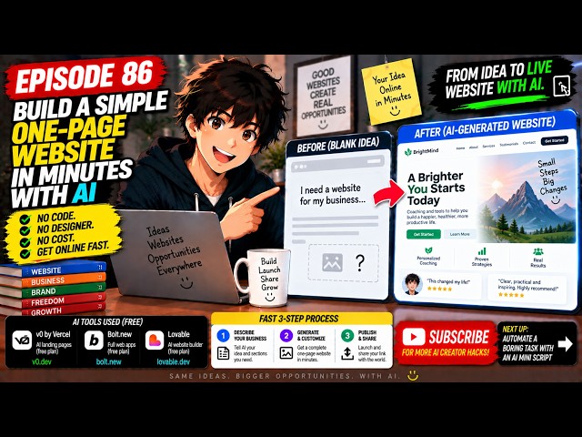 Build a One-Page Website in Minutes with AI | v0 + Bolt + Lovable
