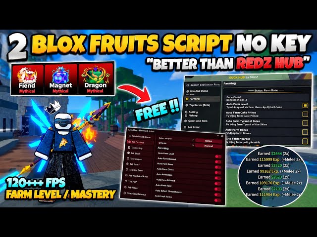 2 New Blox Fruits Script No Key - Auto Farm, Mastery, Auto Quest, Magnet, Raid, Fruit ESP & More! 🔥
