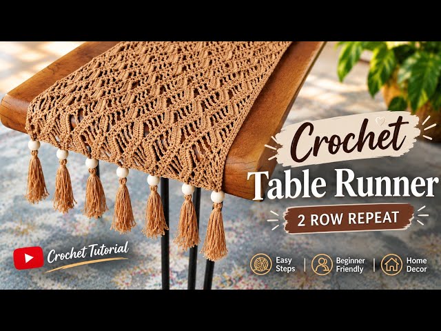 Beautiful Crochet Table Runner | Easy 2 Row Repeat Pattern | Crochet Tutorial #6