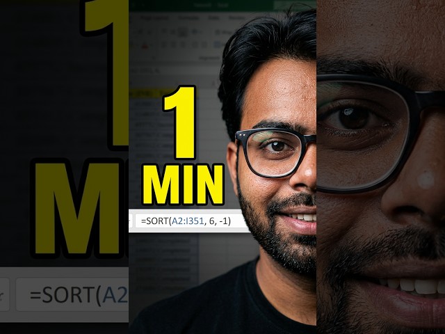 Sort Formula In 1 Minute | Excel
