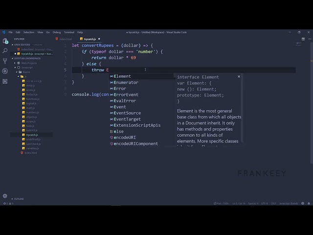 Try catch to avoid program freeze in javascript
