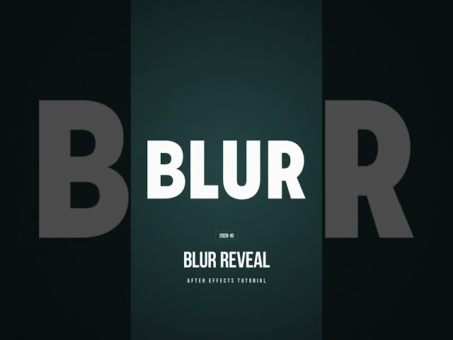 Blur Text Reveal in After Effects