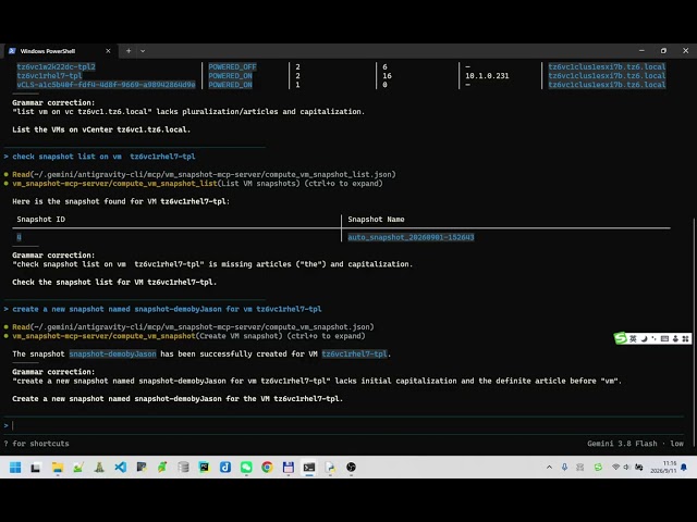 Automated VMware vSphere VM & Snapshot Lifecycle Management Demo AI agent MCP