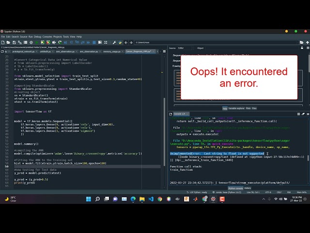 UnimplementedError:  Cast string to float is not supported | Neural Network Training Error