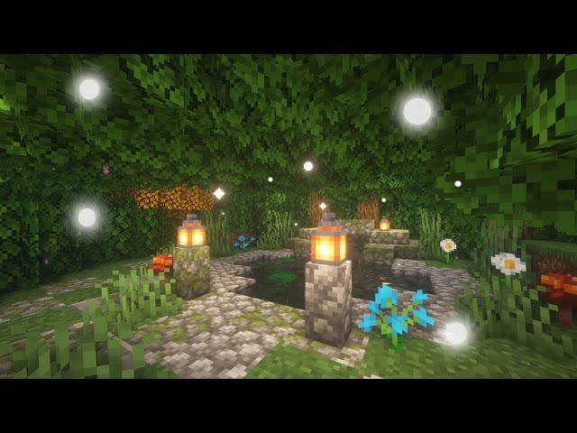 Minecraft: How to build a Pond Tutorial with Fairy Lights 🧚✨