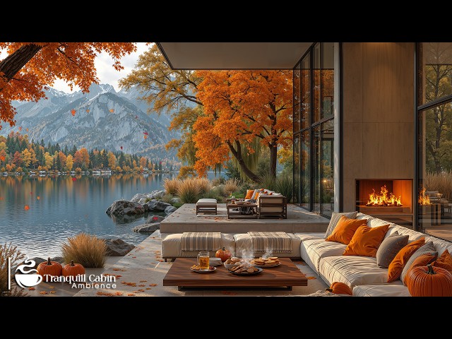 Calm Autumn Jazz In Luxury Living Room 🍁 Elegant Jazz In Lakeside Fall Nature Ambience To Relaxi...