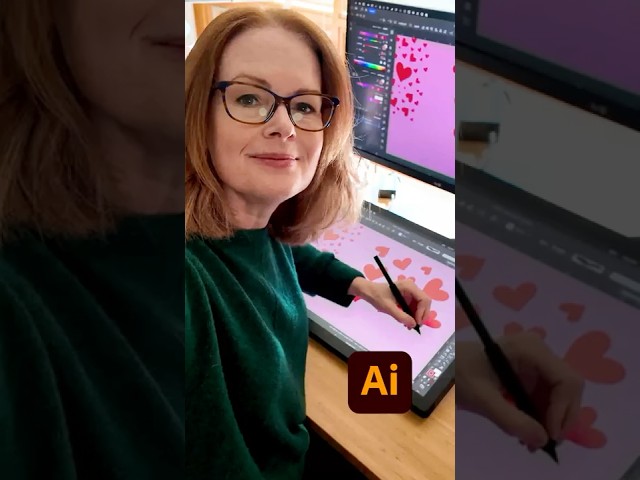 Scaling Heart Brush in Adobe Illustrator #illustratortutorial #brushes