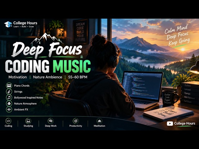 Deep Focus Coding Music 💻 | Motivation & Nature Ambience | Study, Work & Programming