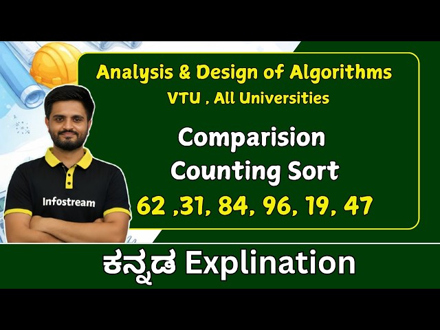 Comparision Counting sort problems  | Analysis and Design of Algorithms  | VTU & All universities
