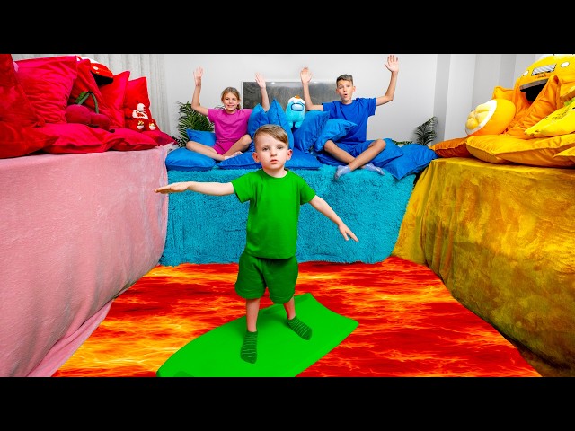 Kids Escape the Lava Floor! 🌋⚡️Fun Pillow Fort Challenge