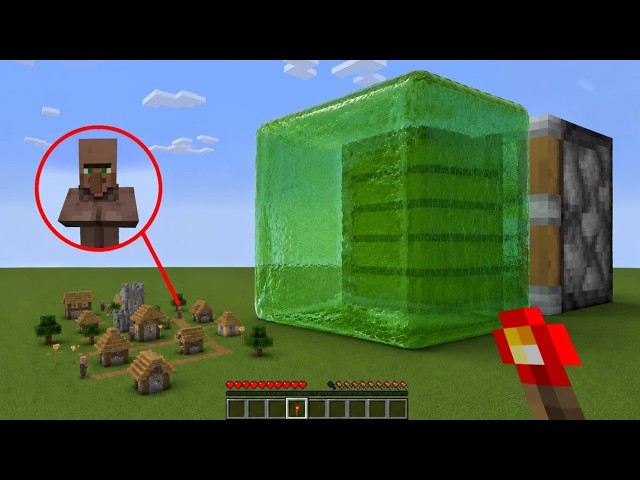 GIANT Realistic Slime Block vs Village (what will happen?) - Minecraft Compilation