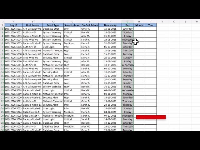 Separate day, month and year in excel