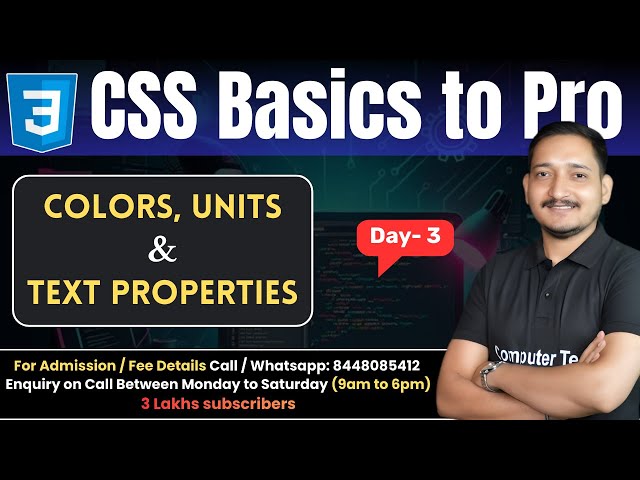 #3 CSS Colors, Units & Text Properties | CSS Tutorial for Beginners | Computer Tech Academy