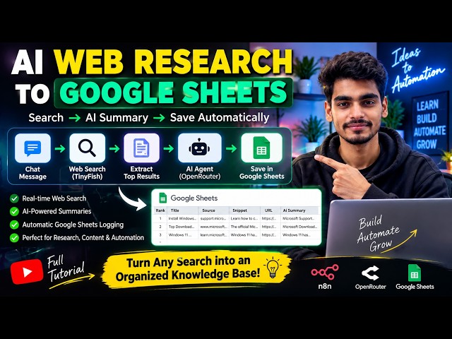 I Built an Automation with n8n 🤖 | Web Search + AI Agent + Google Sheets with Free 🧠OpenRouter