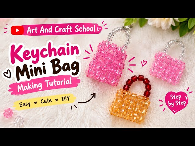 How to Make a Cute Mini Bag Keychain | Easy Beaded Keychain DIY | Step-by-Step Tutorial