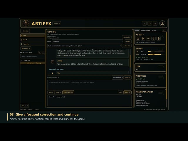 Artifex Builds a Text Adventure | Real AI Workflow + Free Windows Demo
