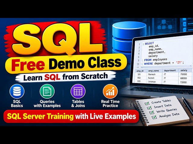 SQL Free Demo Class | Learn SQL from Scratch | SQL Server Training with Live Examples |