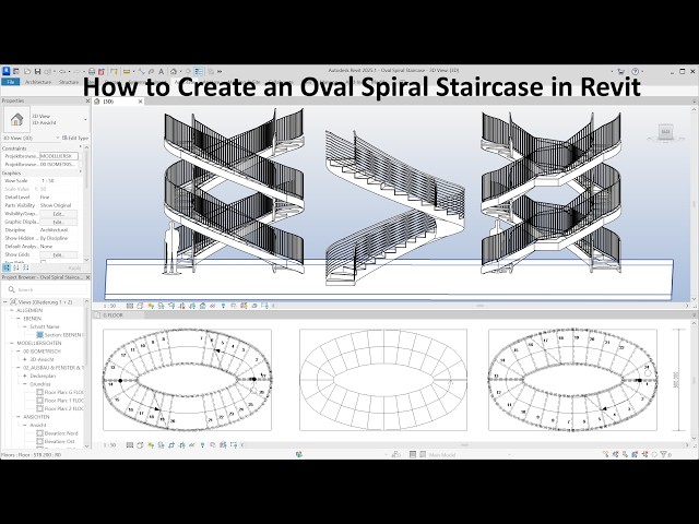 How to Create an Oval Spiral Staircase in Revit | Step-by-Step Double Helix Staircase Tutorial