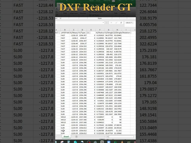 Extract CAD DXF Data into a Spreadsheet - DXF Reader GT