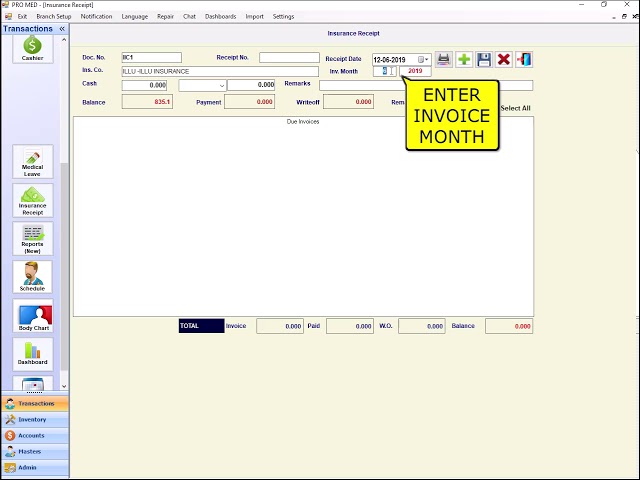 PROMED - How to make insurance receipt.