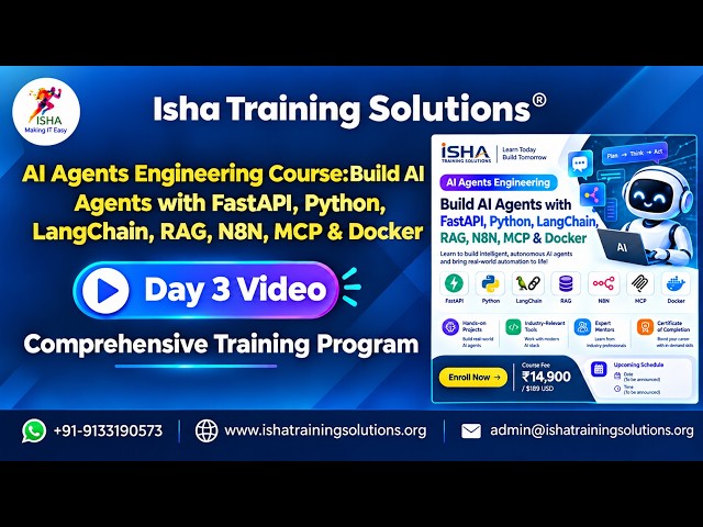 AI  Agents Engineering Day 3 On 23rd September 2026.Day 3  +91-9133190573 to enroll.